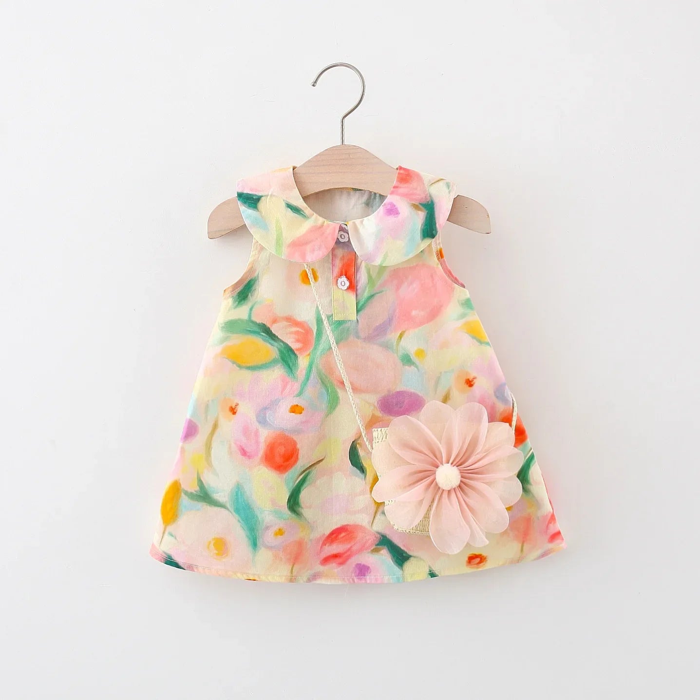 Soft Colors Dress With Bag
