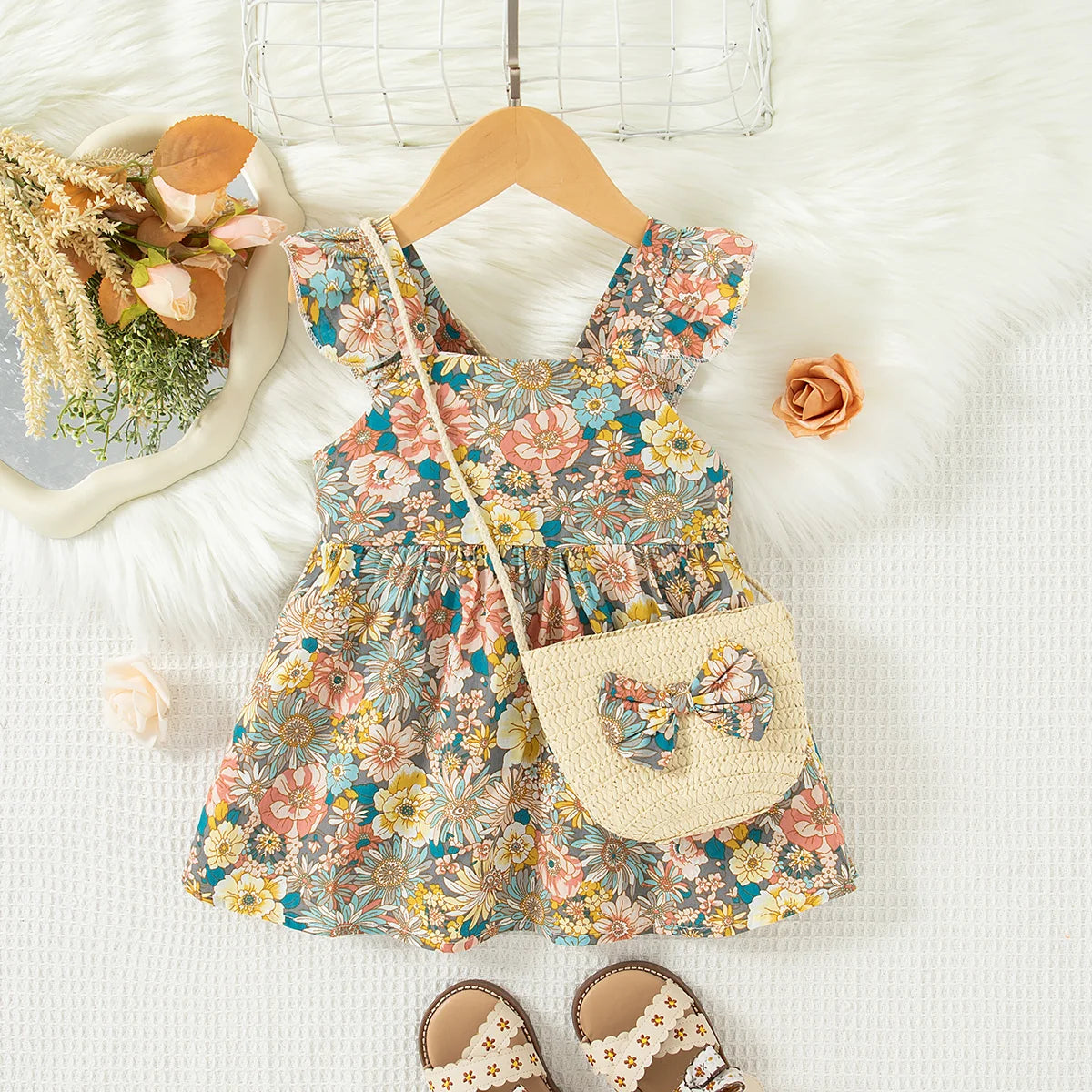 Field Bloom dress with bag